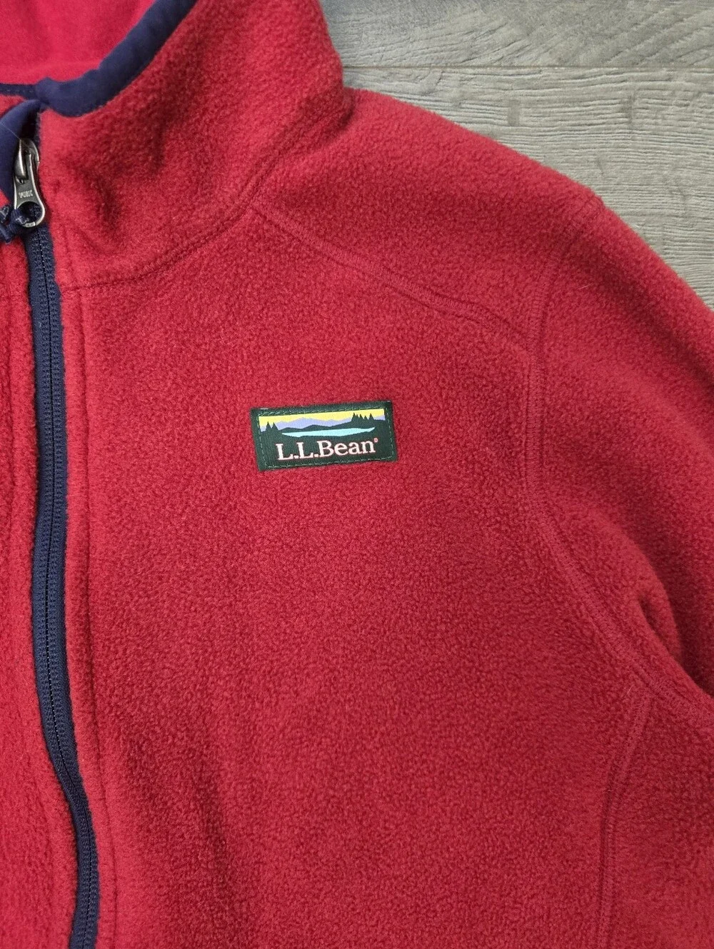 L.L. Bean Full Zip Fleece Jacket Youth Large 14-16 Red Burgandy